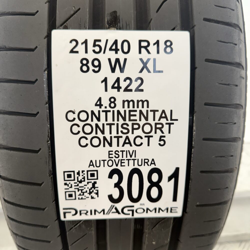 Gomma Usata 215 40 R18 XL 89W Continental ContiSportContact 5 Estivo | Gomme Usate | PrimaGomme.it Gomma usata 215 40 R18 Continental ContiSportContact 5 - foto 9