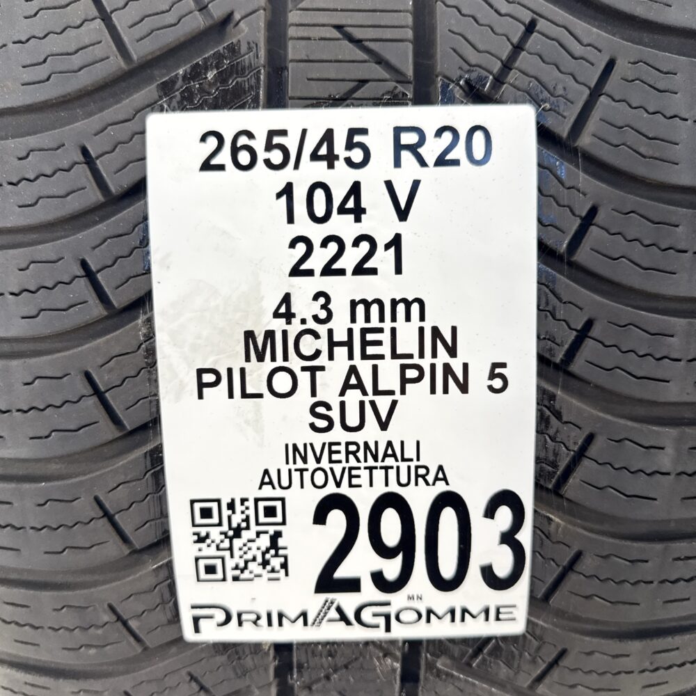 Gomma Usata 265 45 R20 104V Michelin Pilot Alpin 5 SUV Invernale | Gomme Usate | PrimaGomme.it Gomma usata 265 45 R20 Michelin Pilot Alpin 5 SUV - foto 9