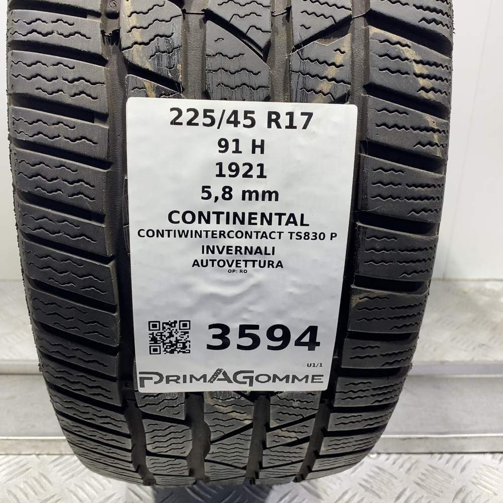 Gomma usata CONTINENTAL Contiwintercontact TS830 P 225/45 R17 91H – foto 03 | Prima Gomme CONTINENTAL Contiwintercontact TS830 P 225/45 R17 91H, dettaglio fotografico 3