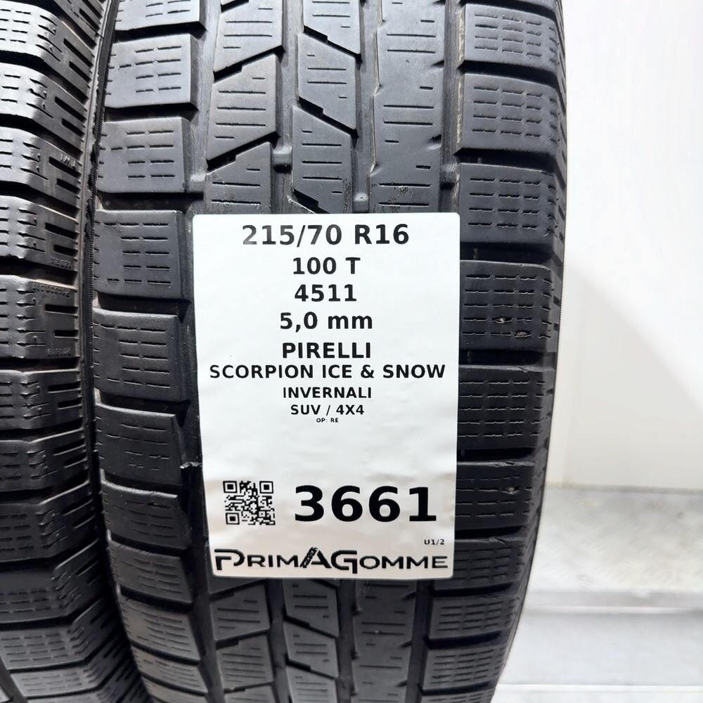 Gomme usate PIRELLI Scorpion Ice & Snow 215/70 R16 100T – foto 03 | Prima Gomme PIRELLI Scorpion Ice & Snow 215/70 R16 100T, dettaglio fotografico 3