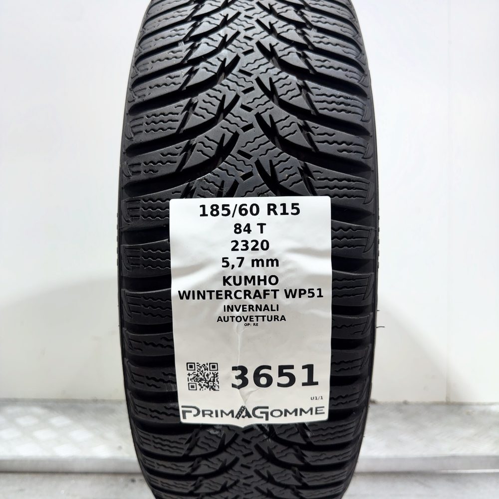 Gomma usata Kumho Wintercraft WP51 185/60 R15 84T – foto 03 | Prima Gomme Kumho Wintercraft WP51 185/60 R15 84T, dettaglio fotografico 3
