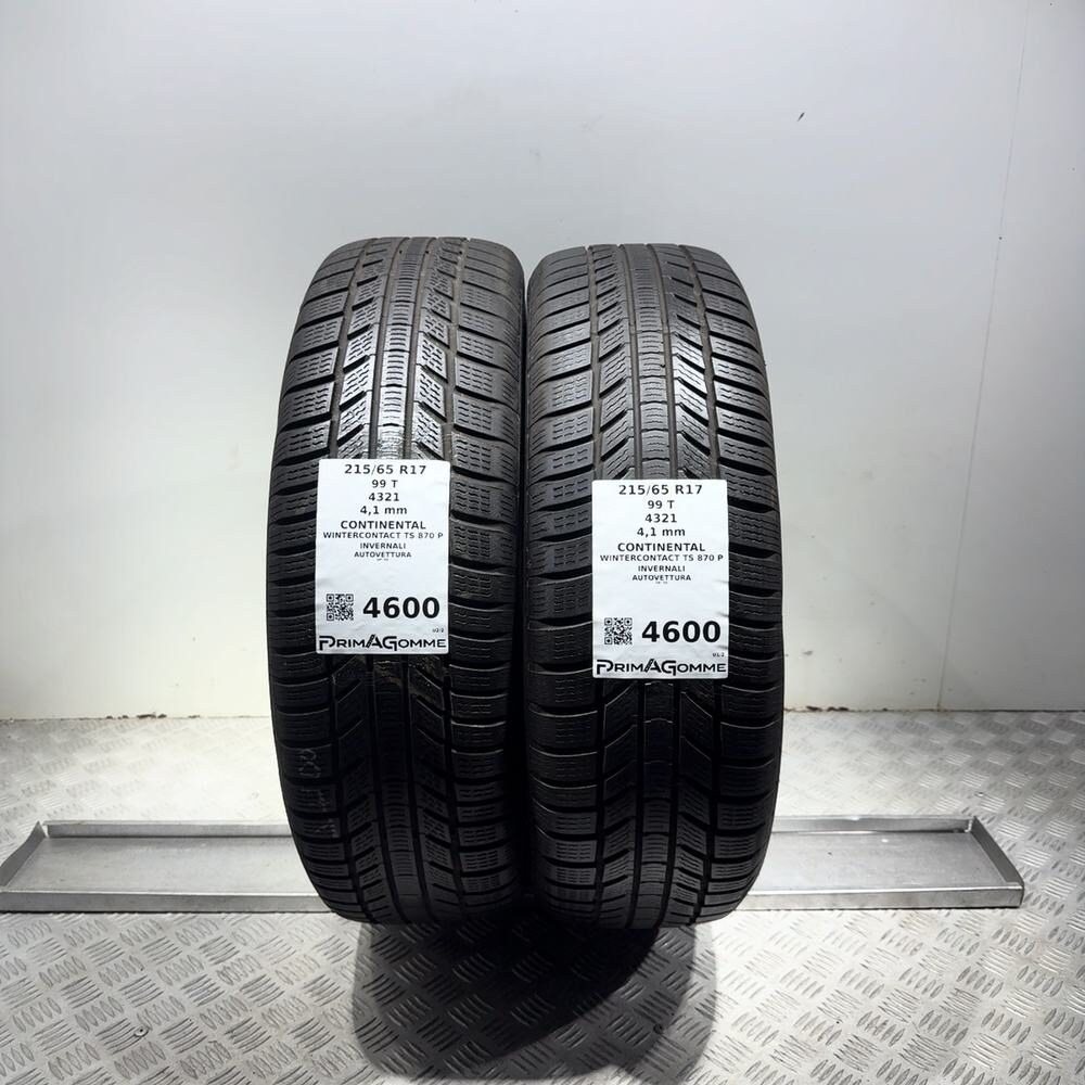 Gomme Usate 215 65 R17 99T Continental Wintercontact TS 870 P Invernali | Gomme Usate | PrimaGomme.it Gomme usate CONTINENTAL Wintercontact TS 870 P 215/65 R17 99T