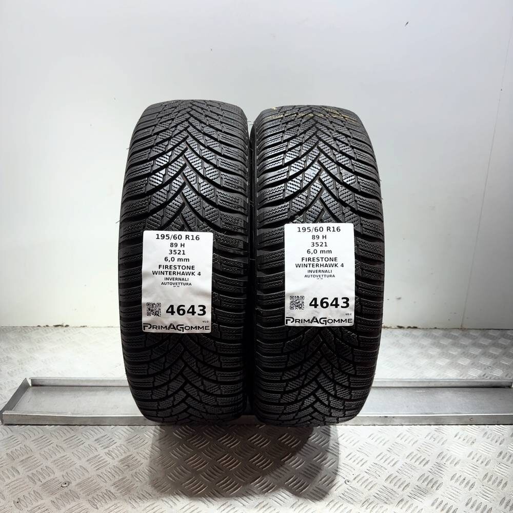 Gomme Usate 195 60 R16 89H Firestone Winterhawk 4 86% Invernali | Gomme Usate | PrimaGomme.it Gomme usate FIRESTONE Winterhawk 4 195/60 R16 89H