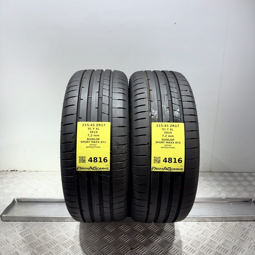 Gomme Usate 215 45 ZR17 91Y XL Dunlop Sport Maxx RT2 98% Estive | Gomme Usate | PrimaGomme.it Gomme usate DUNLOP SPORT MAXX RT2 215/45 ZR17 91Y: fino a 300 km/h