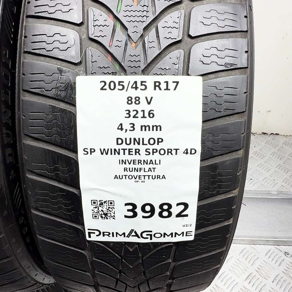 Gomme Usate 205 45 R17 88V Dunlop SP Winter Sport 4D RunFlat Invernali | Gomme Usate | PrimaGomme.it DUNLOP SP Winter Sport 4D 205/45 R17 88V, dettaglio fotografico 3
