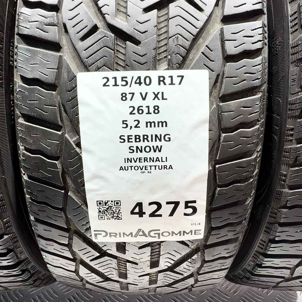 Gomme usate SEBRING Snow 215/40 R17 87V – foto 03 | Prima Gomme SEBRING Snow 215/40 R17 87V, dettaglio fotografico 3