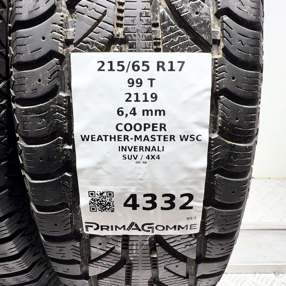 Gomme usate COOPER Weather-Master WSC 215/65 R17 99T – foto 03 | Prima Gomme COOPER Weather-Master WSC 215/65 R17 99T, dettaglio fotografico 3