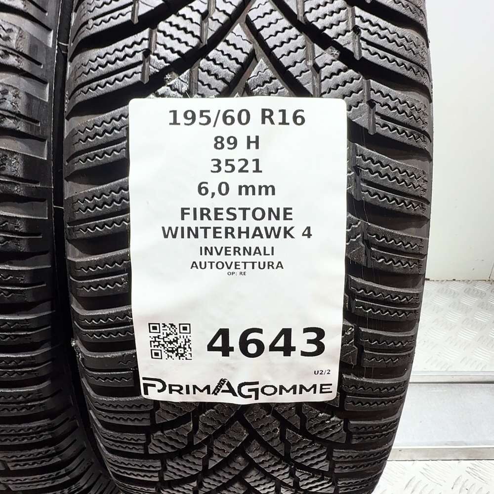 Gomme Usate 195 60 R16 89H Firestone Winterhawk 4 86% Invernali | Gomme Usate | PrimaGomme.it FIRESTONE Winterhawk 4 195/60 R16 89H, dettaglio fotografico 3
