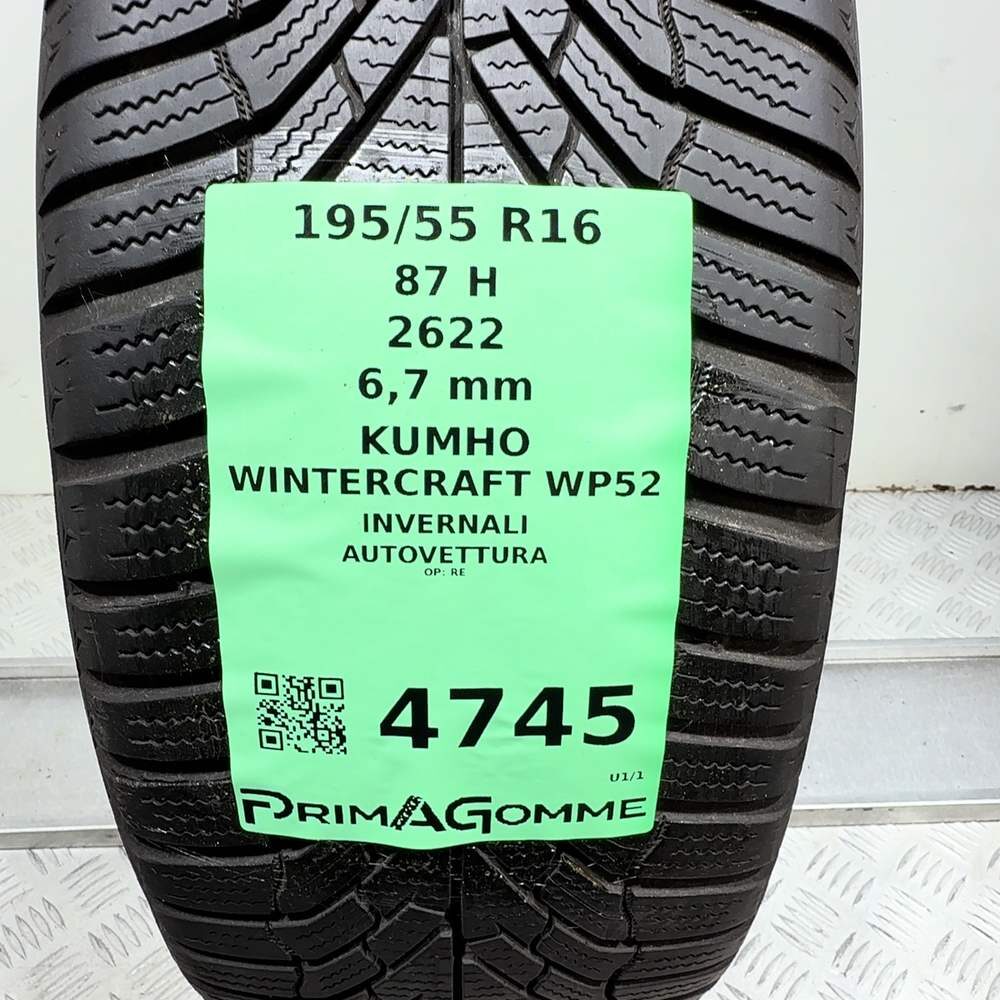 Gomma Usata 195 55 R16 87H Kumho Wintercraft WP52 96% Invernale | Gomme Usate | PrimaGomme.it Kumho Wintercraft WP52 195/55 R16 87H, dettaglio fotografico 3