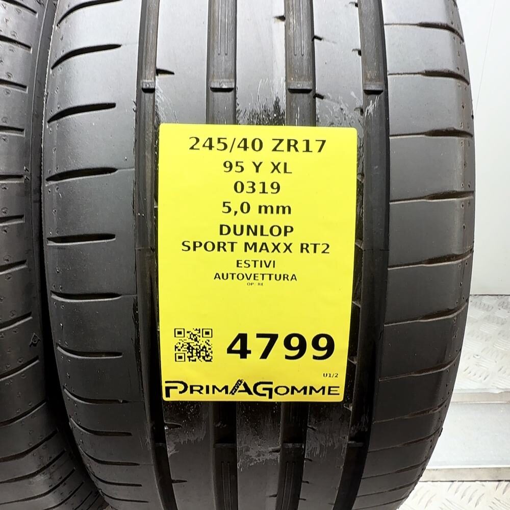 Gomme Usate 245 40 ZR17 95Y XL Dunlop Sport Maxx RT2 71% Estive | Gomme Usate | PrimaGomme.it DUNLOP SPORT MAXX RT2 245/40 ZR17 95Y: fino a 300 km/h, dettaglio fotografico 3