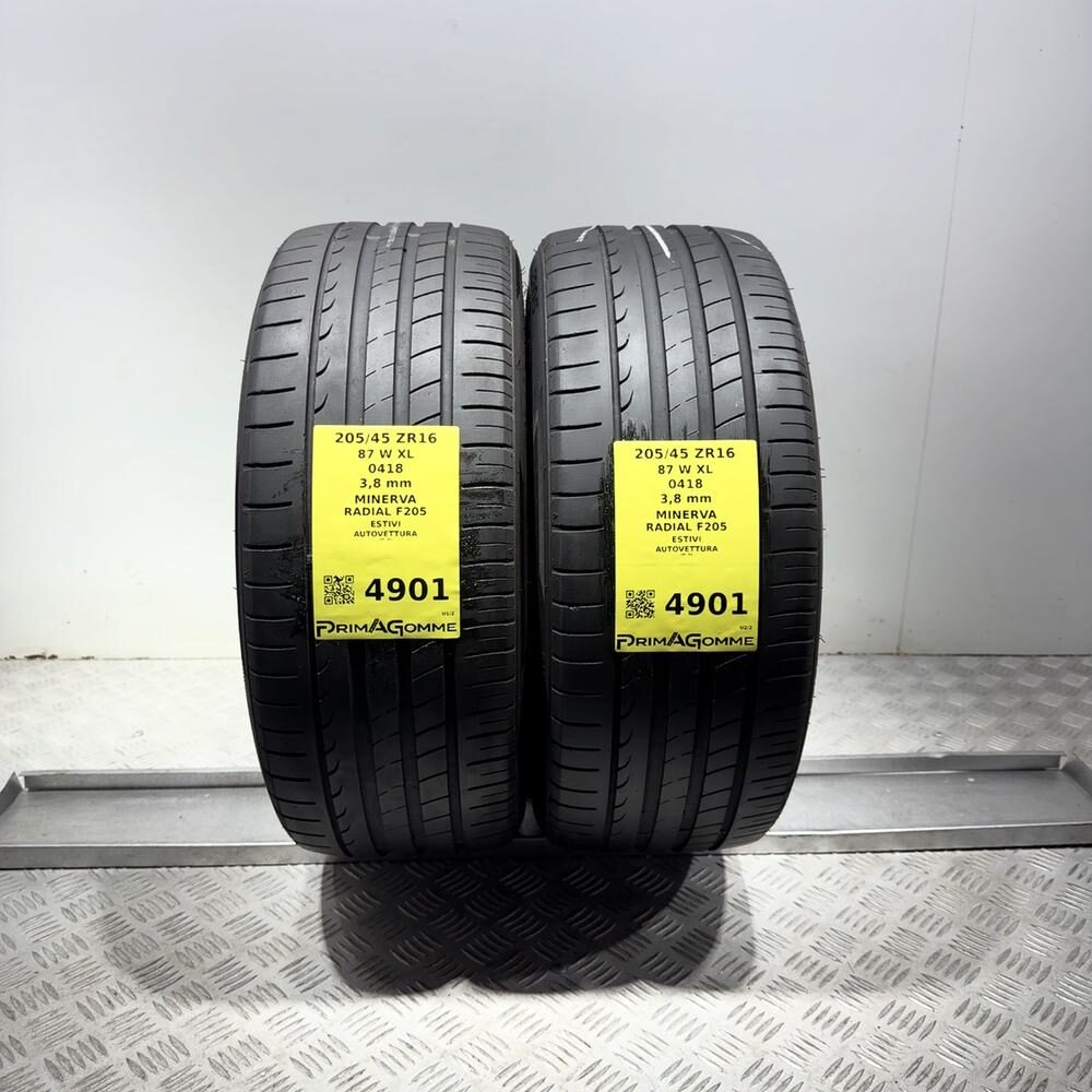 Gomme Usate 205 45 ZR16 87W XL Minerva Radial F205 Estive | Gomme Usate | PrimaGomme.it Gomme usate Minerva Radial F205 205/45 ZR16 87W: fino a 270 km/h