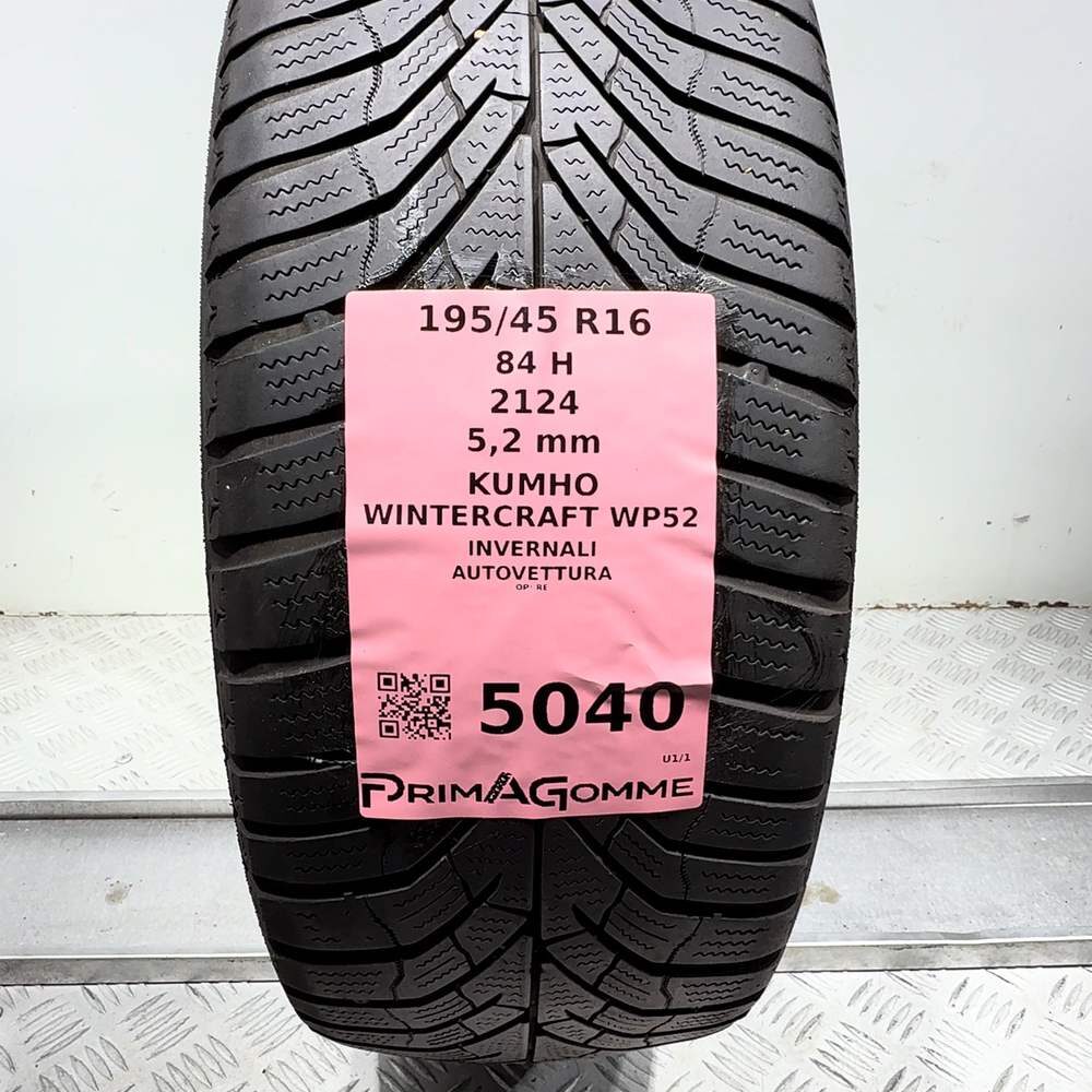 Gomma usata Kumho Wintercraft WP52 195/45 R16 84H – foto 03 | Prima Gomme Kumho Wintercraft WP52 195/45 R16 84H, dettaglio fotografico 3