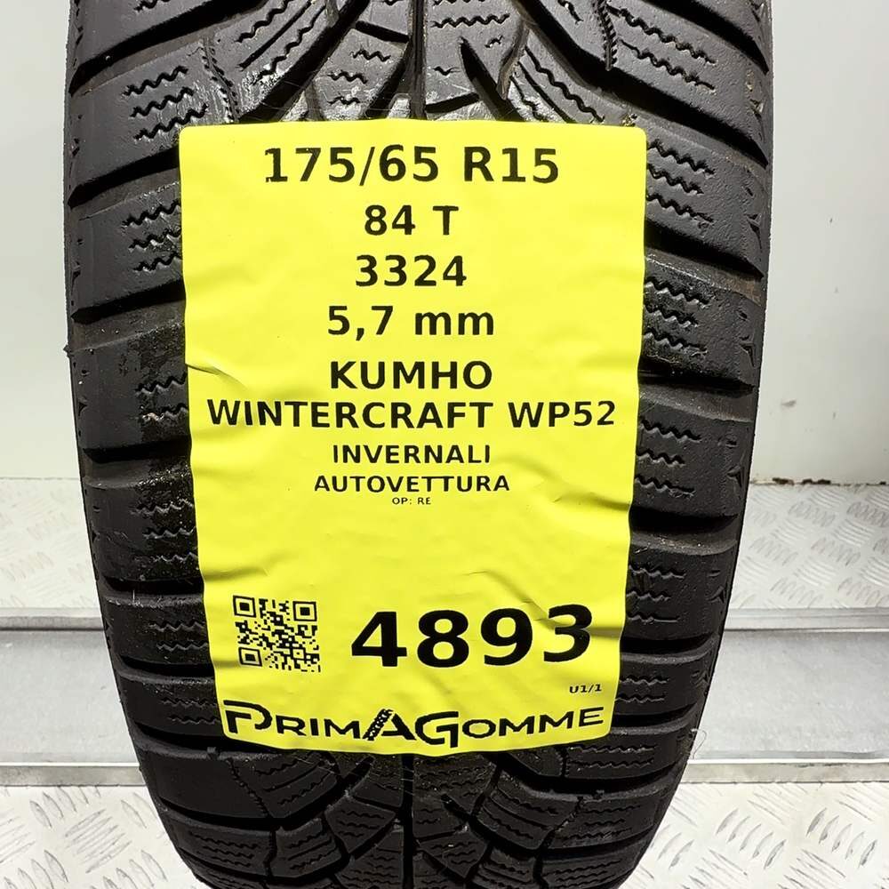 Gomma Usata 175 65 R15 84T Kumho Wintercraft WP52 81% Invernale | Gomme Usate | PrimaGomme.it Kumho Wintercraft WP52 175/65 R15 84T, dettaglio fotografico 3