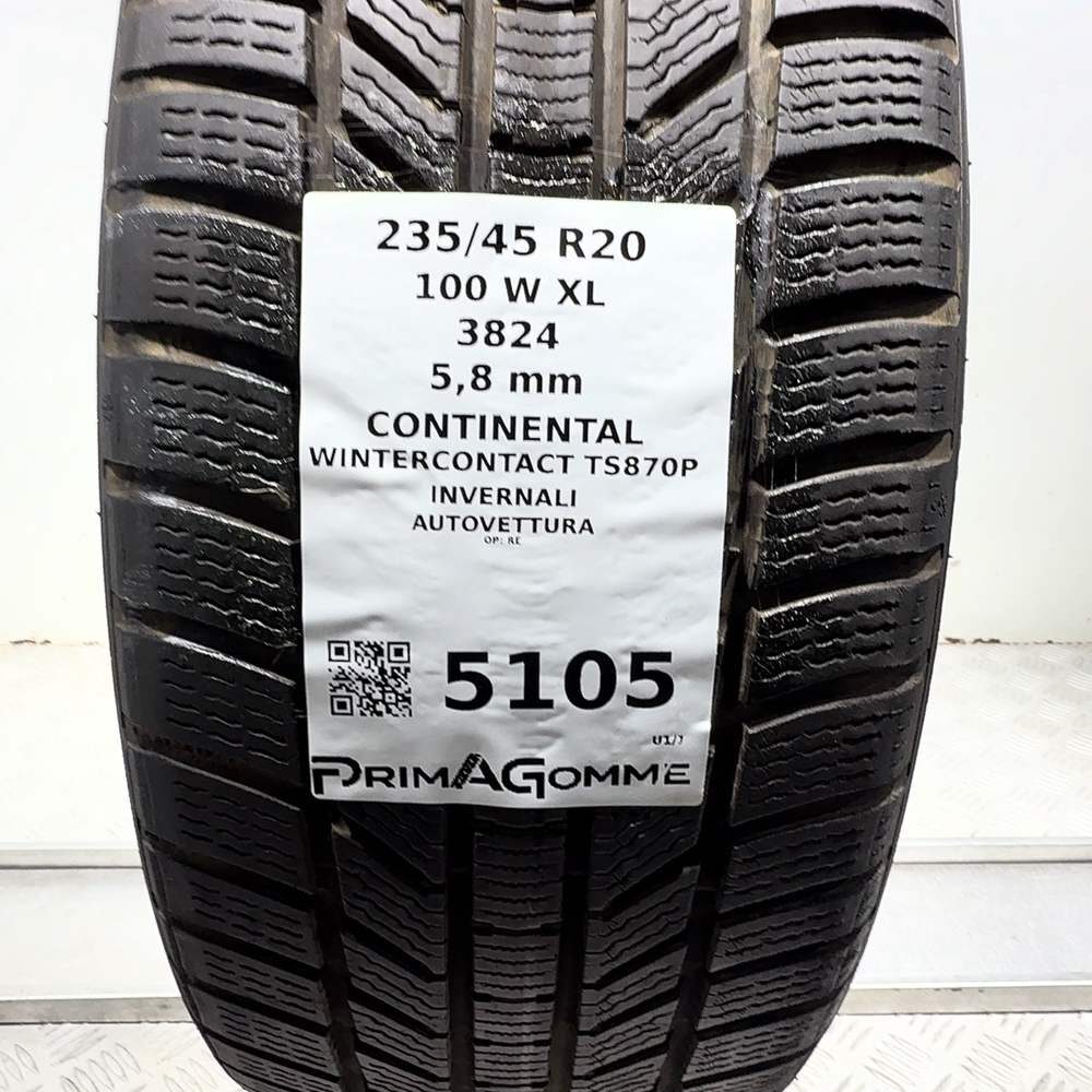 Gomma usata CONTINENTAL WinterContact TS870P 235/45 R20 100W: fino a 270 km/h – foto 03 | Prima Gomme CONTINENTAL WinterContact TS870P 235/45 R20 100W: fino a 270 km/h, dettaglio fotografico 3