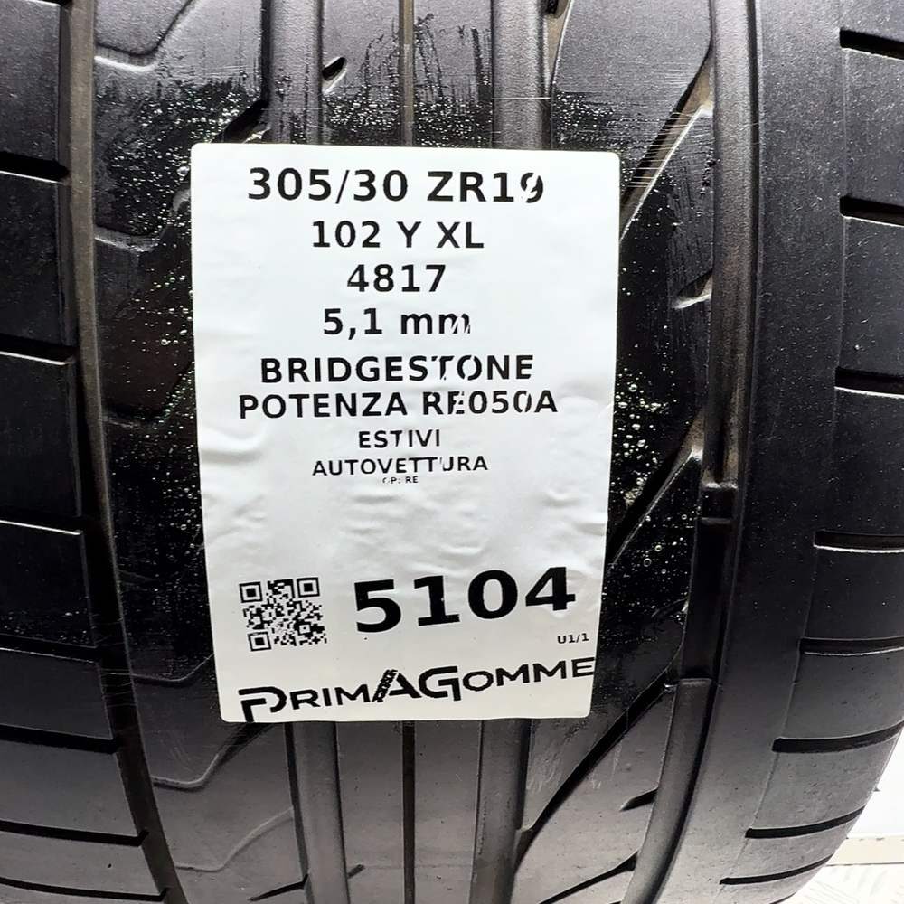 Gomma usata BRIDGESTONE POTENZA RE050A 305/30 ZR19 102Y: fino a 300 km/h – foto 03 | Prima Gomme BRIDGESTONE POTENZA RE050A 305/30 ZR19 102Y: fino a 300 km/h, dettaglio fotografico 3