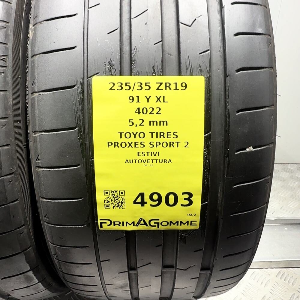 Gomme Usate 235 35 ZR19 91Y XL Toyo Tires Proxes Sport 2 74% Estive | Gomme Usate | PrimaGomme.it TOYO TIRES Proxes Sport 2 235/35 ZR19 91Y: fino a 300 km/h, dettaglio fotografico 3