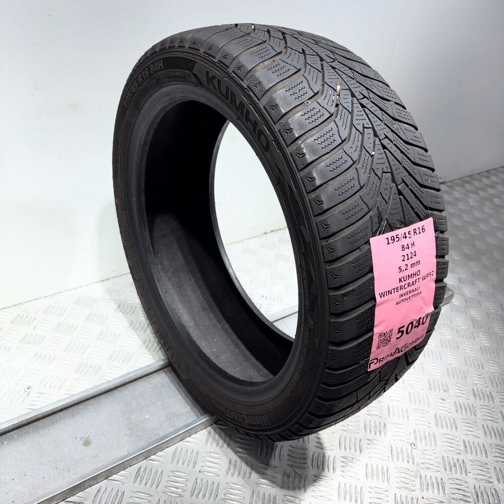 Gomma usata Kumho Wintercraft WP52 195/45 R16 84H – foto 04 | Prima Gomme Kumho Wintercraft WP52 195/45 R16 84H, dettaglio fotografico 4